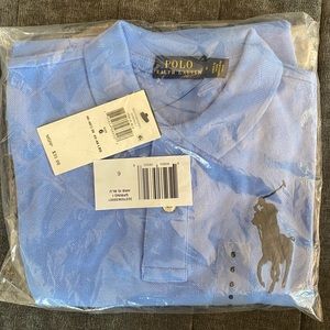 POLO Ralph Lauren BOY Mesh Cotton Shirt (SS) - BLUE - Size 6